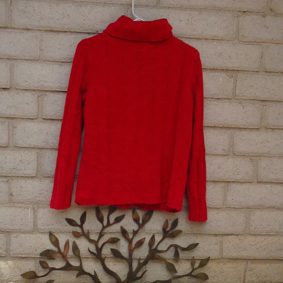CLAUDIA D Small Red Long Sleeve Knit Sweater Turtleneck - Picture 4 of 5
